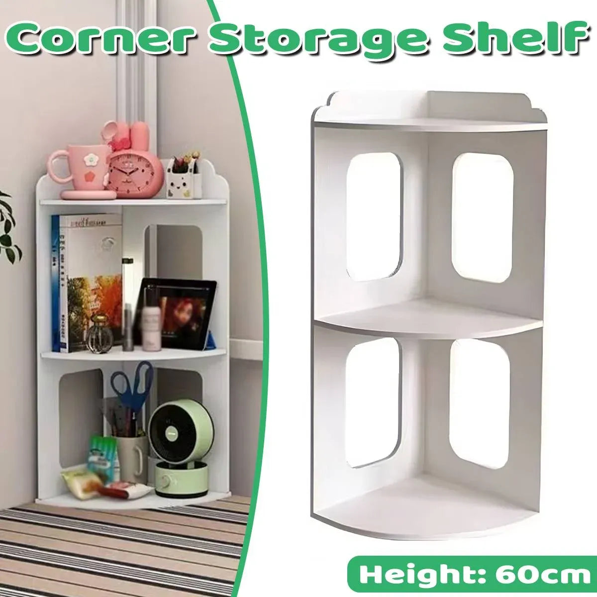 2 Tier Desktop Corner Shelf Desktop Space Saving Rack For Home Office Storage