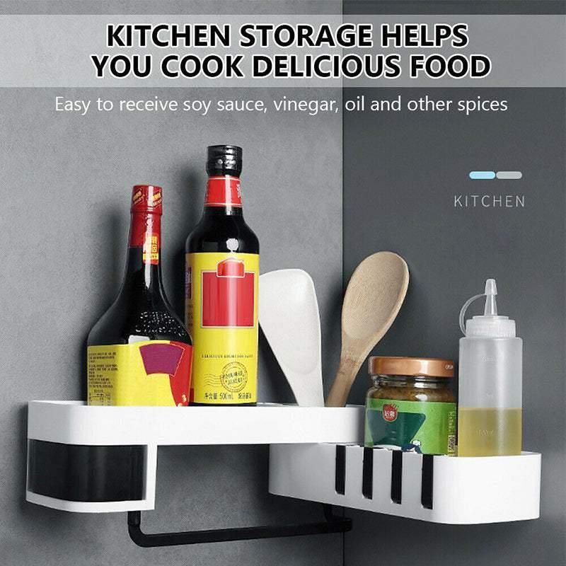 Shower Caddy Corner Storage Shelf Holder Rack Organiser Bathroom Adhesive Tripod - White+Black