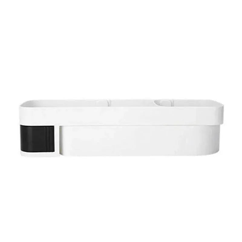 Shower Caddy Corner Storage Shelf Holder Rack Organiser Bathroom Adhesive Tripod - White+Black