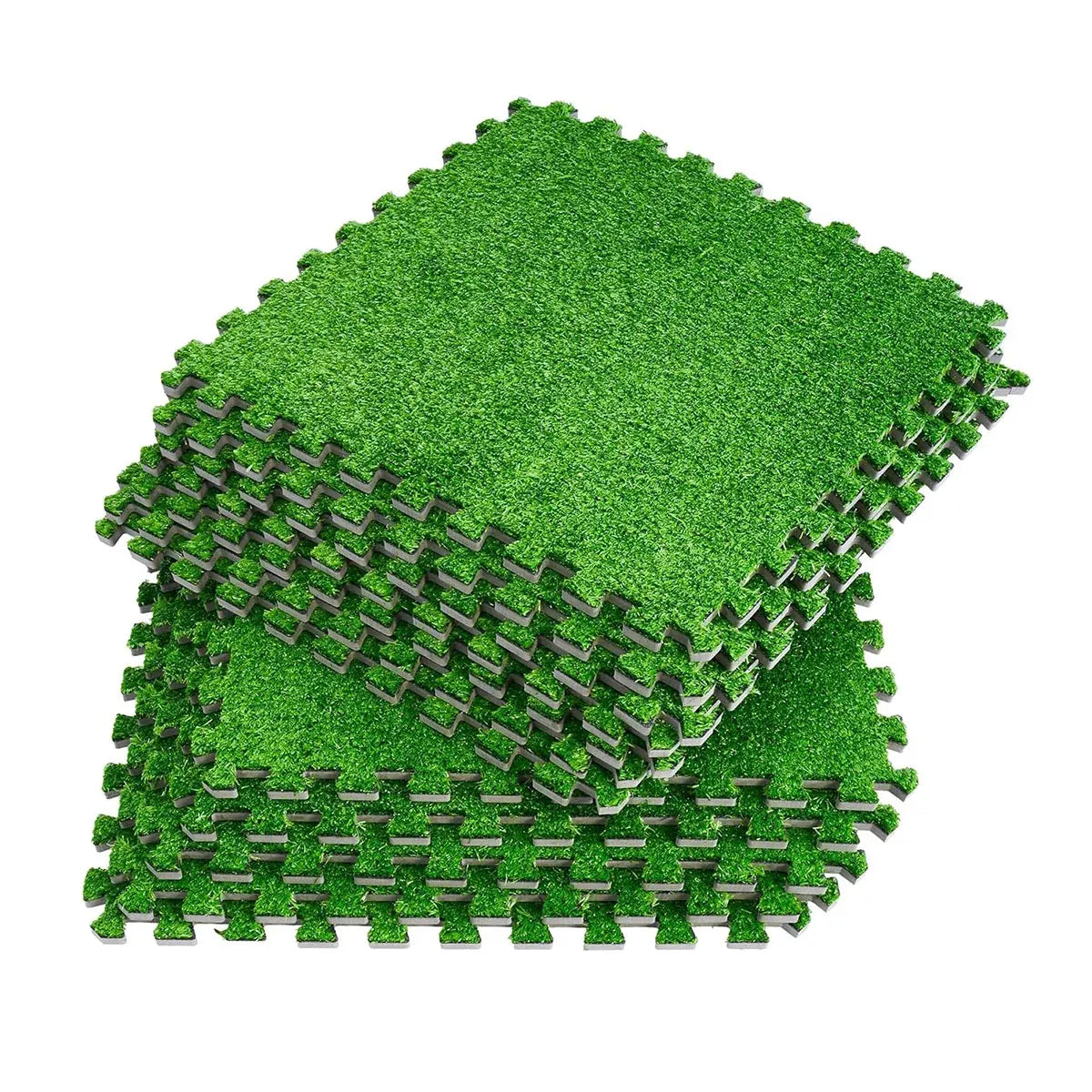 Artificial Grass Mat 12PCS Turf Floor Carpet Green Interlocking Tiles For Garden