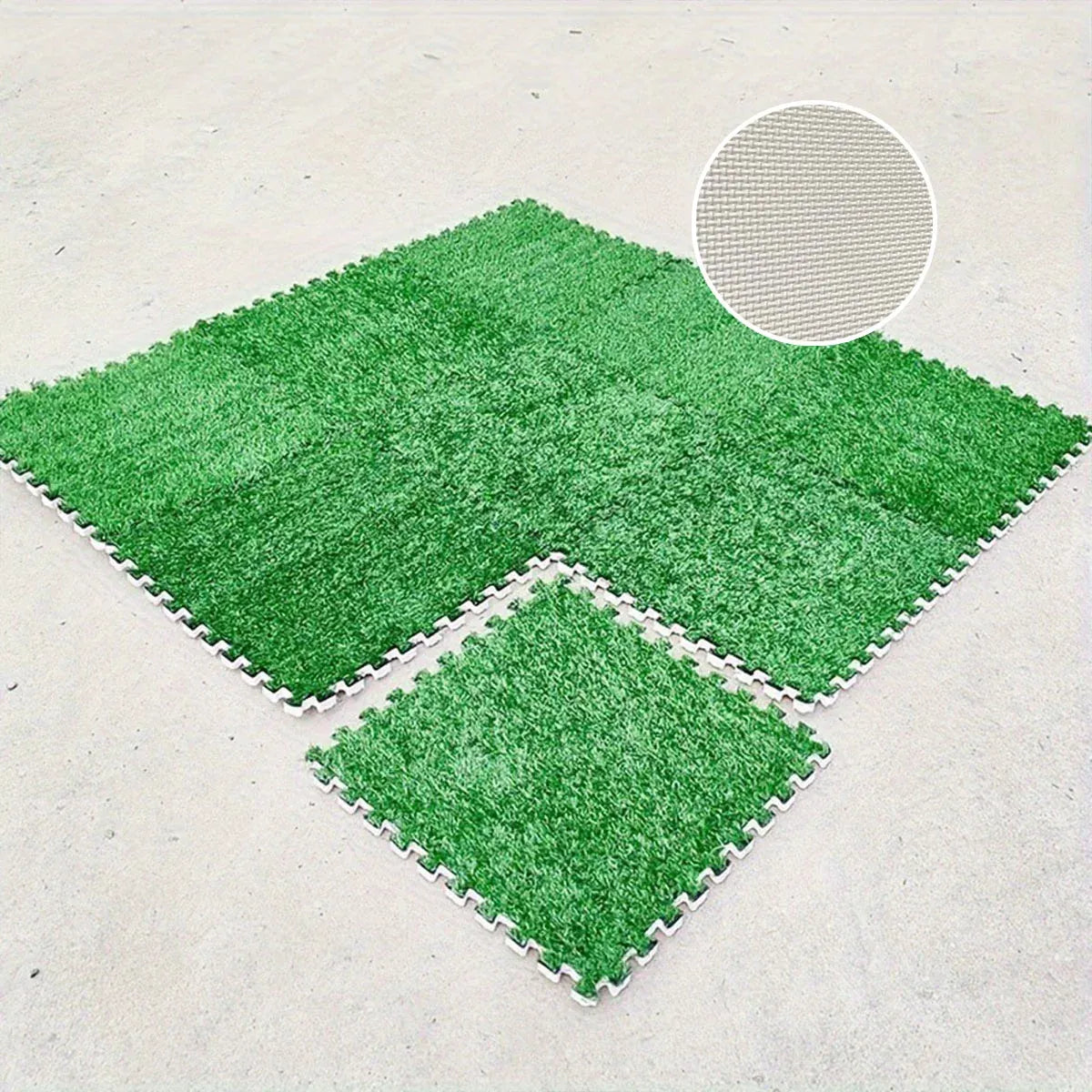 Artificial Grass Mat 12PCS Turf Floor Carpet Green Interlocking Tiles For Garden
