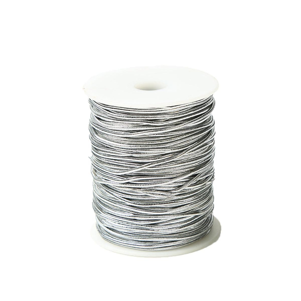 Elastic Rope Cord 10pcs Gold Silver Stretch String for DIY Craft Gift Wrapping - Silver