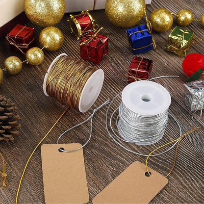 Elastic Rope Cord 10pcs Gold Silver Stretch String for DIY Craft Gift Wrapping - Silver