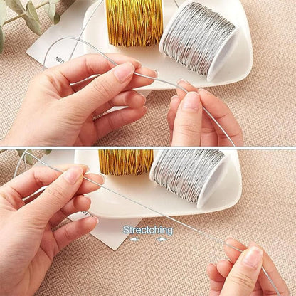 Elastic Rope Cord 10pcs Gold Silver Stretch String for DIY Craft Gift Wrapping - Silver