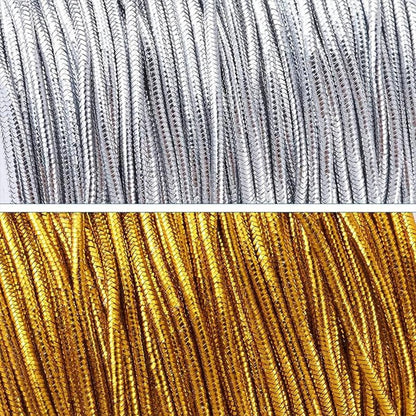 Elastic Rope Cord 10pcs Gold Silver Stretch String for DIY Craft Gift Wrapping - Silver