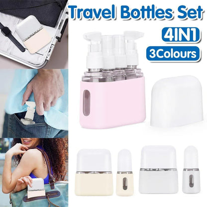 Mini Shampoo Dispenser Portable Travel Bottle SetTravel Bottles for Toiletries - Light Beige