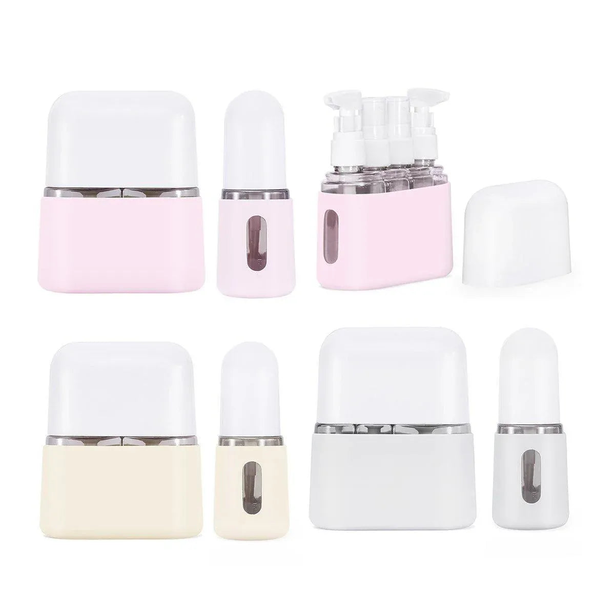 Mini Shampoo Dispenser Portable Travel Bottle SetTravel Bottles for Toiletries - Light Beige