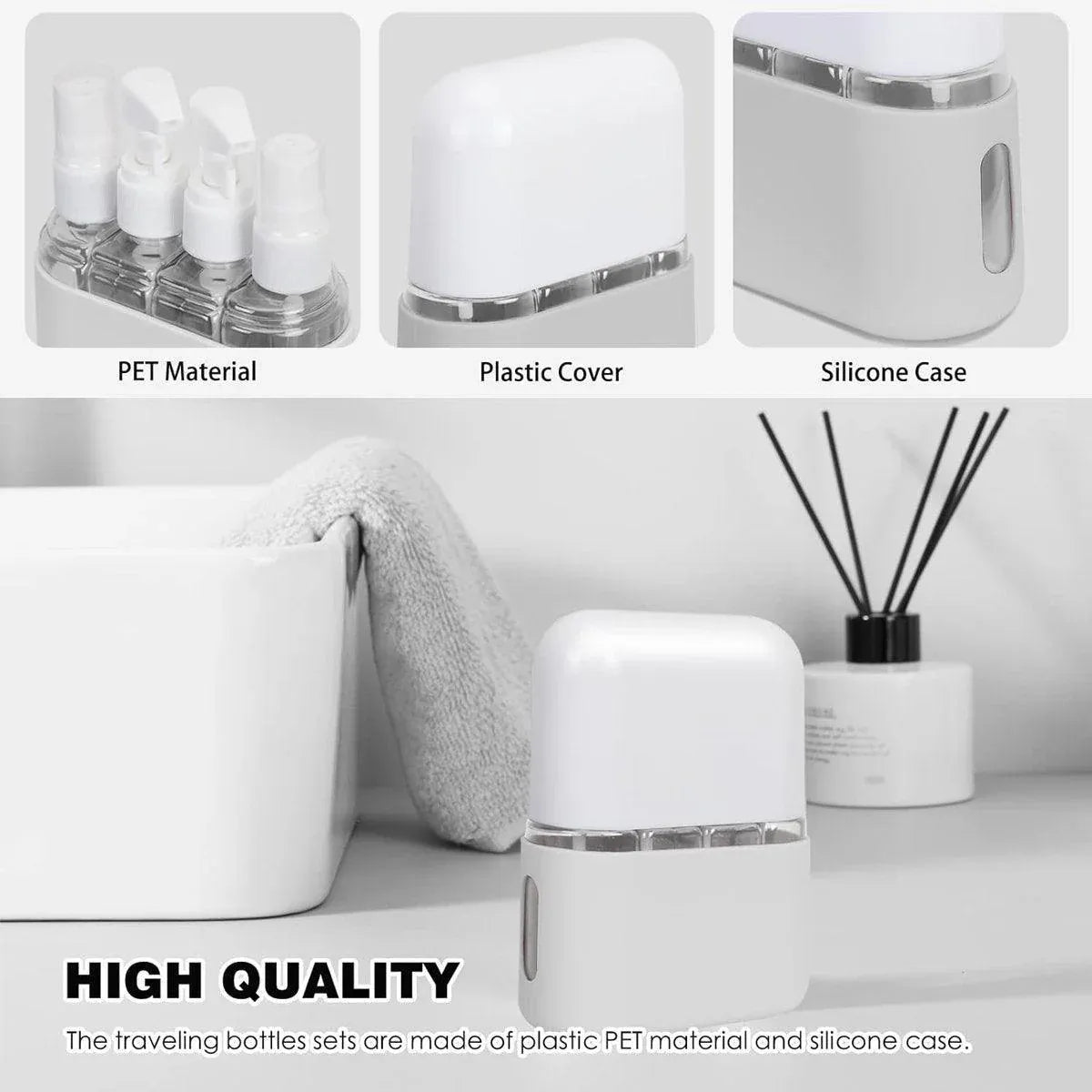 Mini Shampoo Dispenser Portable Travel Bottle SetTravel Bottles for Toiletries - Light Beige