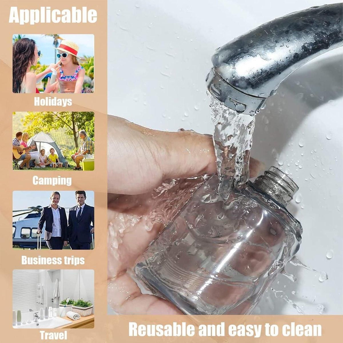 Mini Shampoo Dispenser Portable Travel Bottle SetTravel Bottles for Toiletries - Light Beige