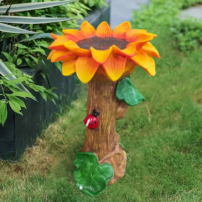 Resin Sunflower Bird Drinker Ornament Outdoor Garden Decoration for Birds to Use