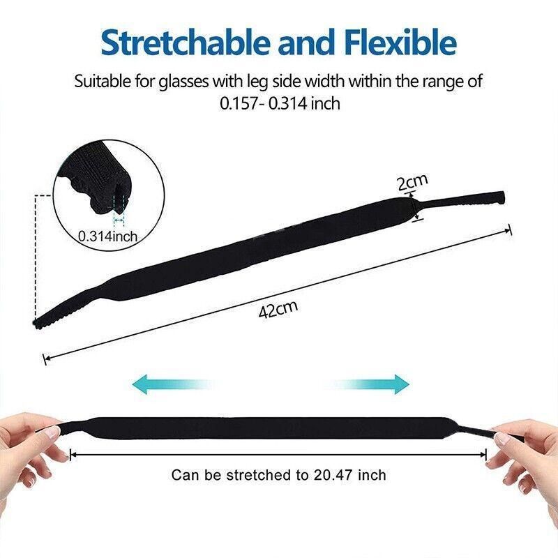 Sunglasses Strap Sports Band Glasses Neck Cord Neoprene Eyewear - Black