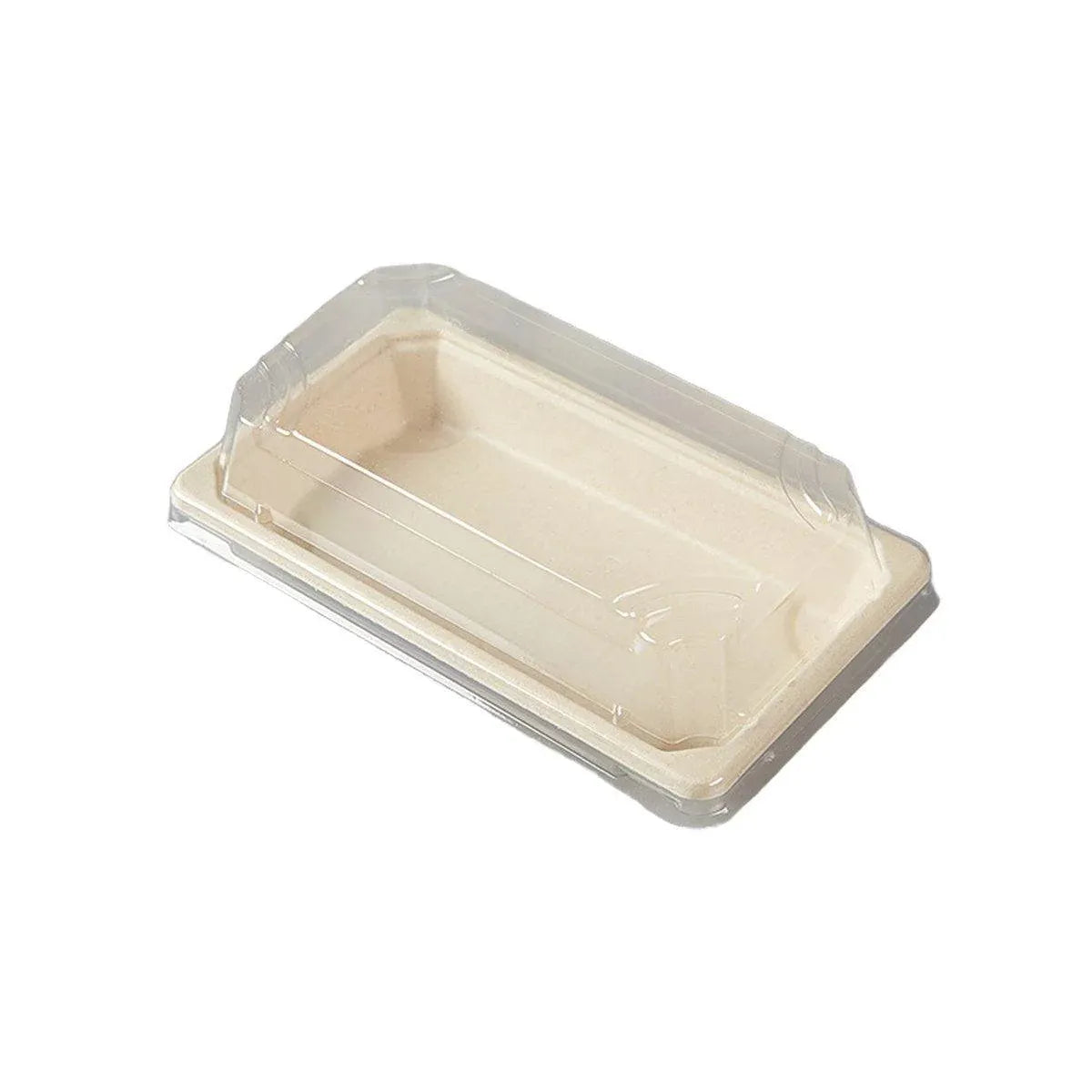 50pcs Eco-Friendly Sushi Box Rectangular Biodegradable Lunch Packaging Plate - 13.9 cm x 7.9 cm x 4.5 cm