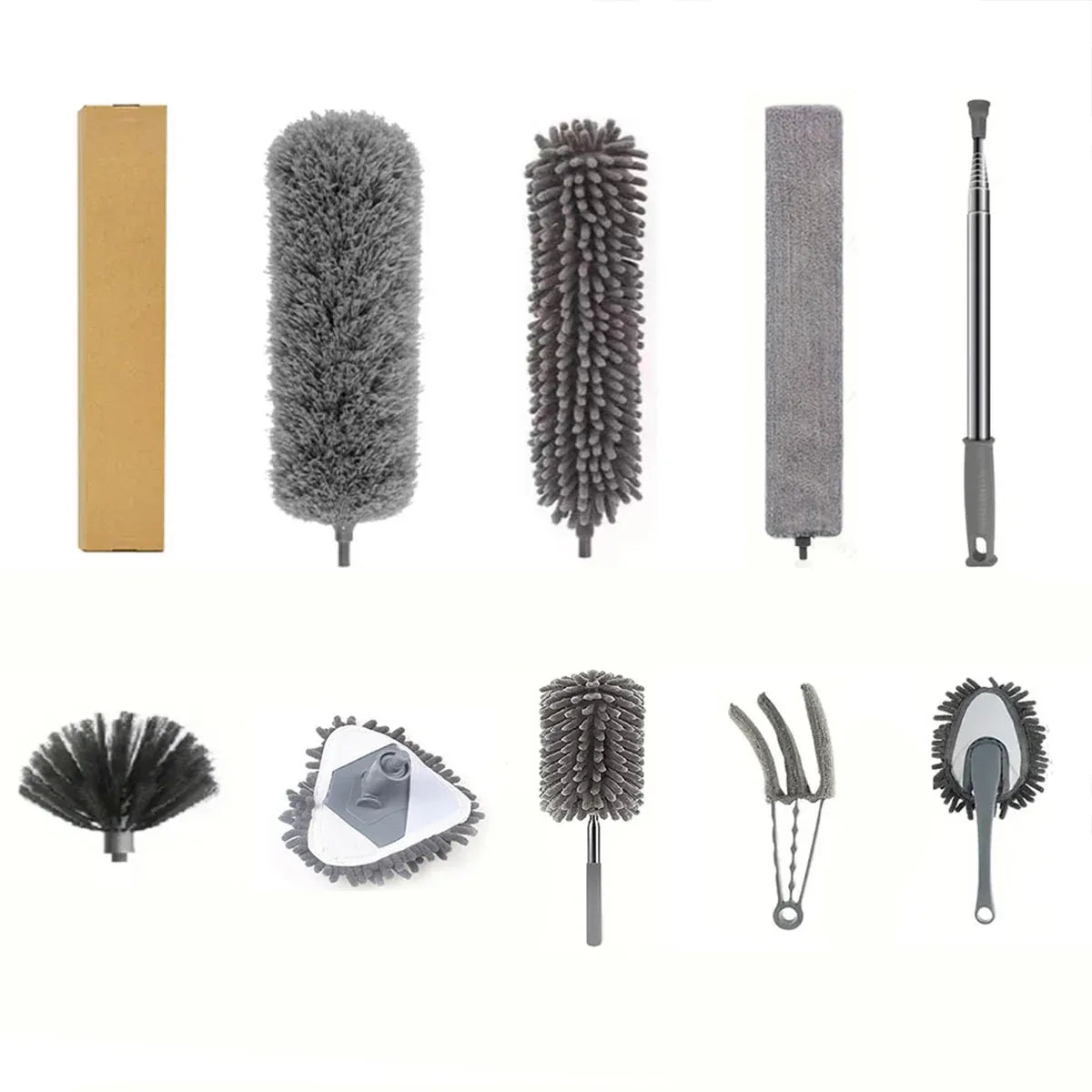 9pcs Dusters for Cleaning High Ceiling Fan Microfiber Duster with Extension