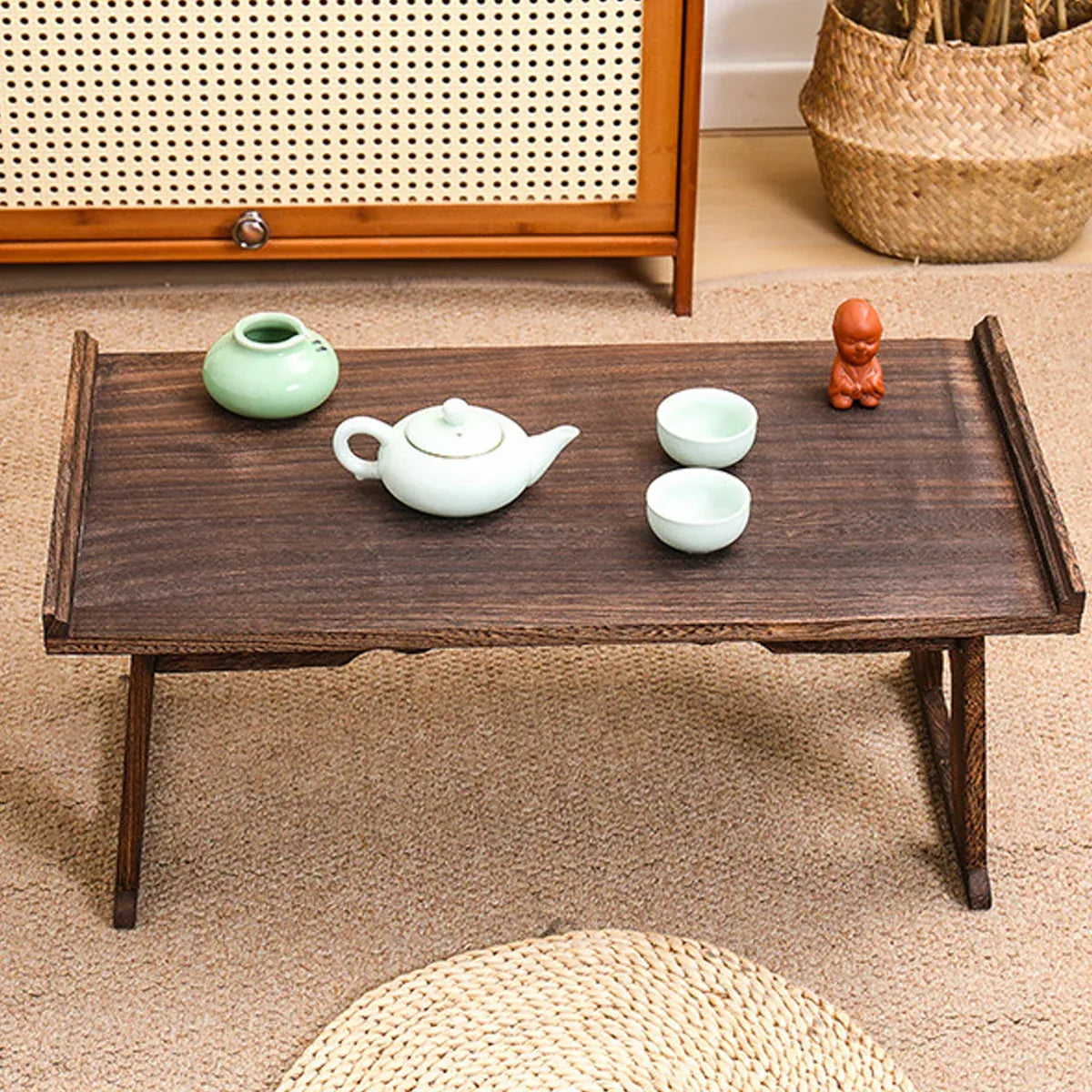 Wooden Foldable Chinese Style Tea Table Home Living Room Space Saving Durable