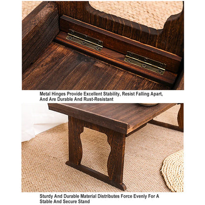 Wooden Foldable Chinese Style Tea Table Home Living Room Space Saving Durable