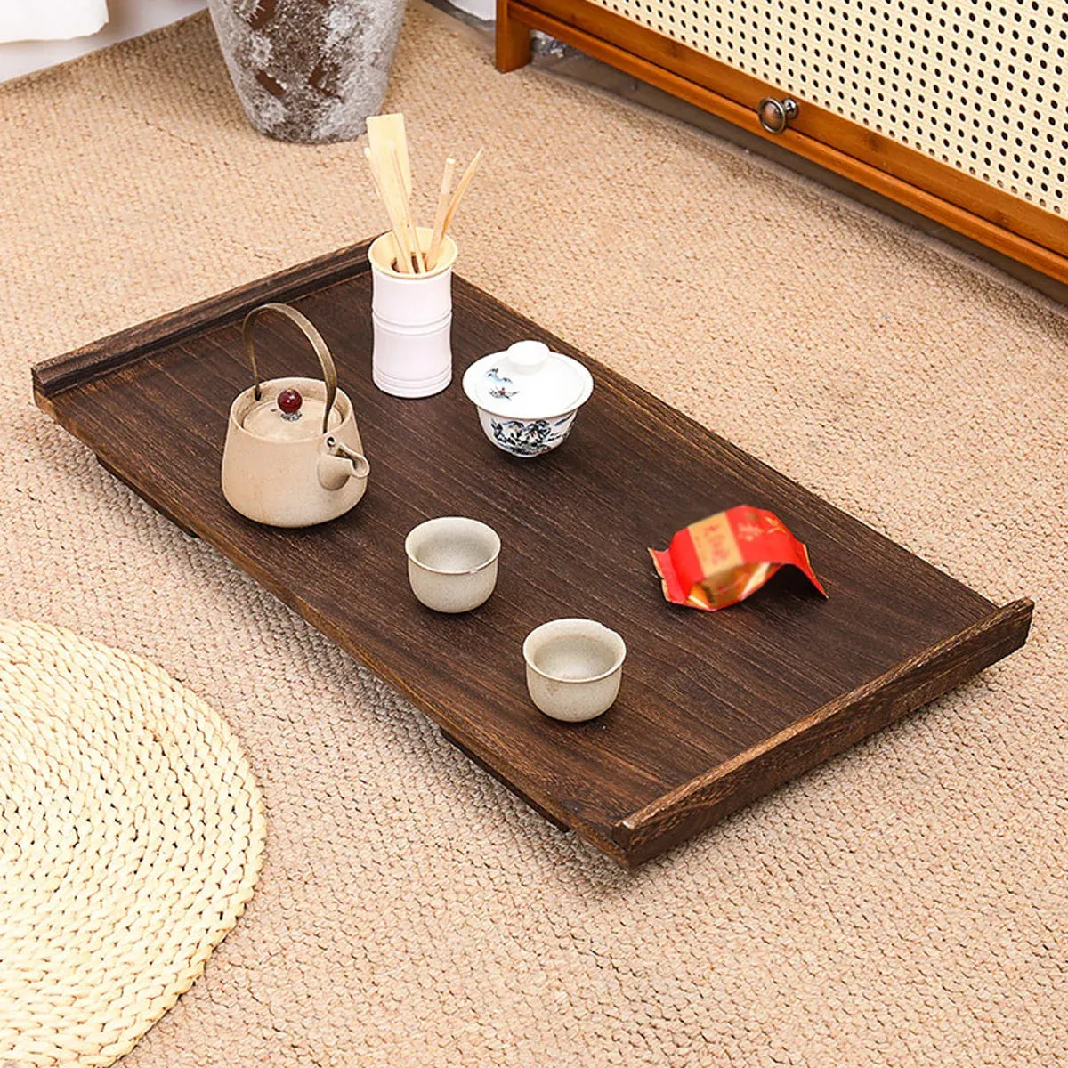 Wooden Foldable Chinese Style Tea Table Home Living Room Space Saving Durable