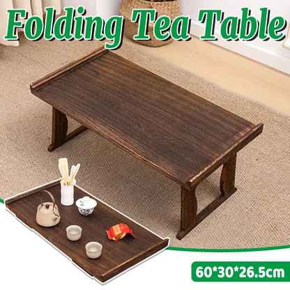 Wooden Foldable Chinese Style Tea Table Home Living Room Space Saving Durable