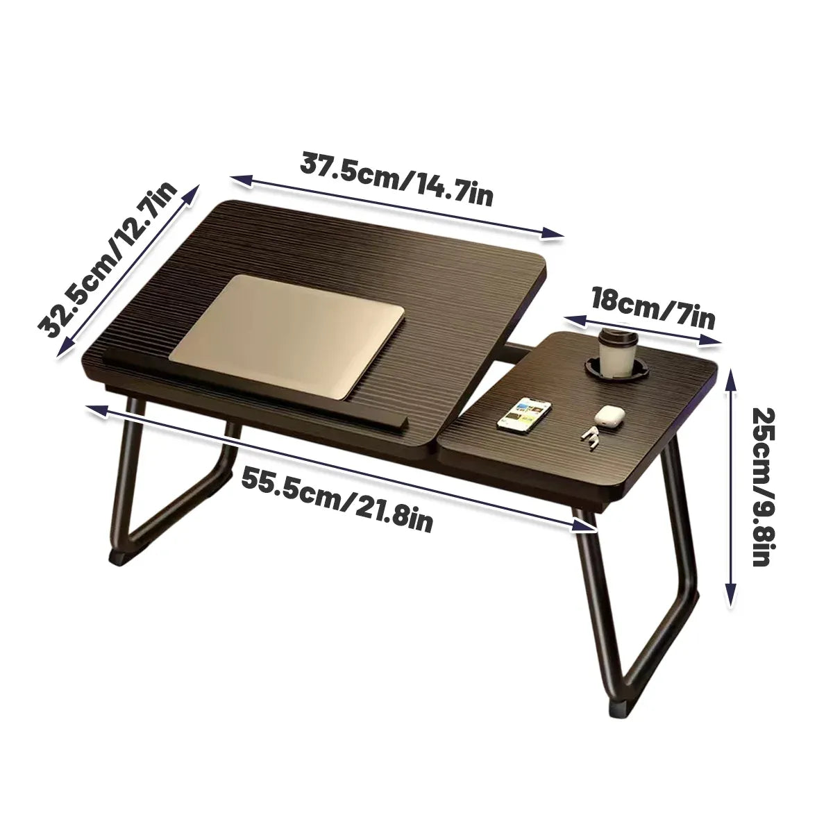 Bedside Table with Adjustable Height Folding Desktop Sturdy Space Saving Durable