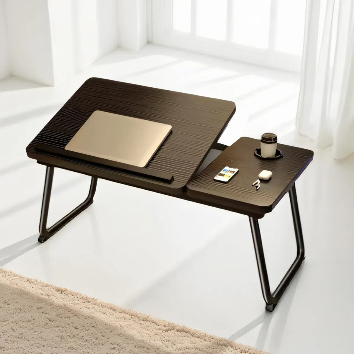 Bedside Table with Adjustable Height Folding Desktop Sturdy Space Saving Durable