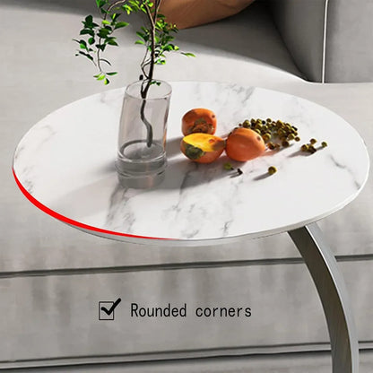 C Shaped Snack Side Table for Sofa Couch Small End Table for Living Room Bedroom - Black-White