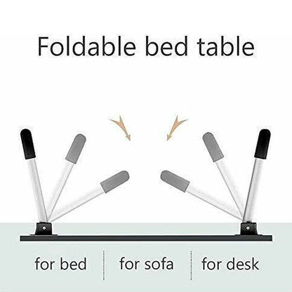 Laptop Bed Table Foldable Lap Standing Desk with Cup Slot for Indoor Picnic Tray - White
