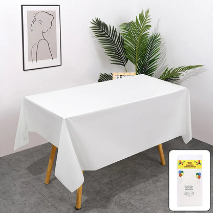 10pcs PEVA Rectangle Tablecloths Solid Colour Waterproof Party Table Covers - Black