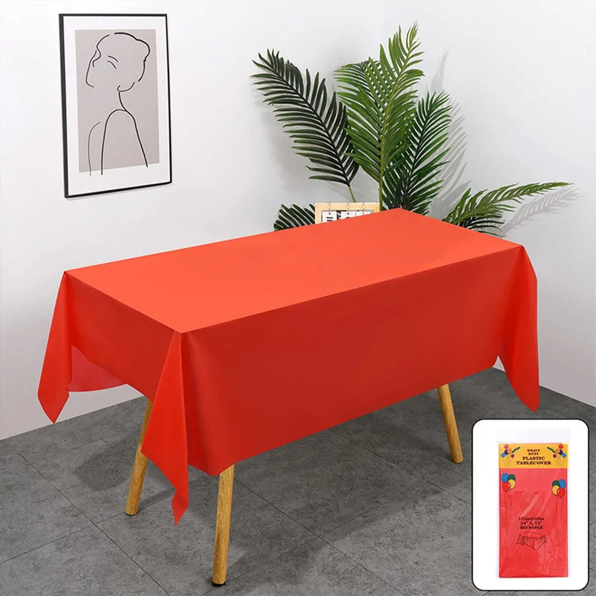 10pcs PEVA Rectangle Tablecloths Solid Colour Waterproof Party Table Covers - Black