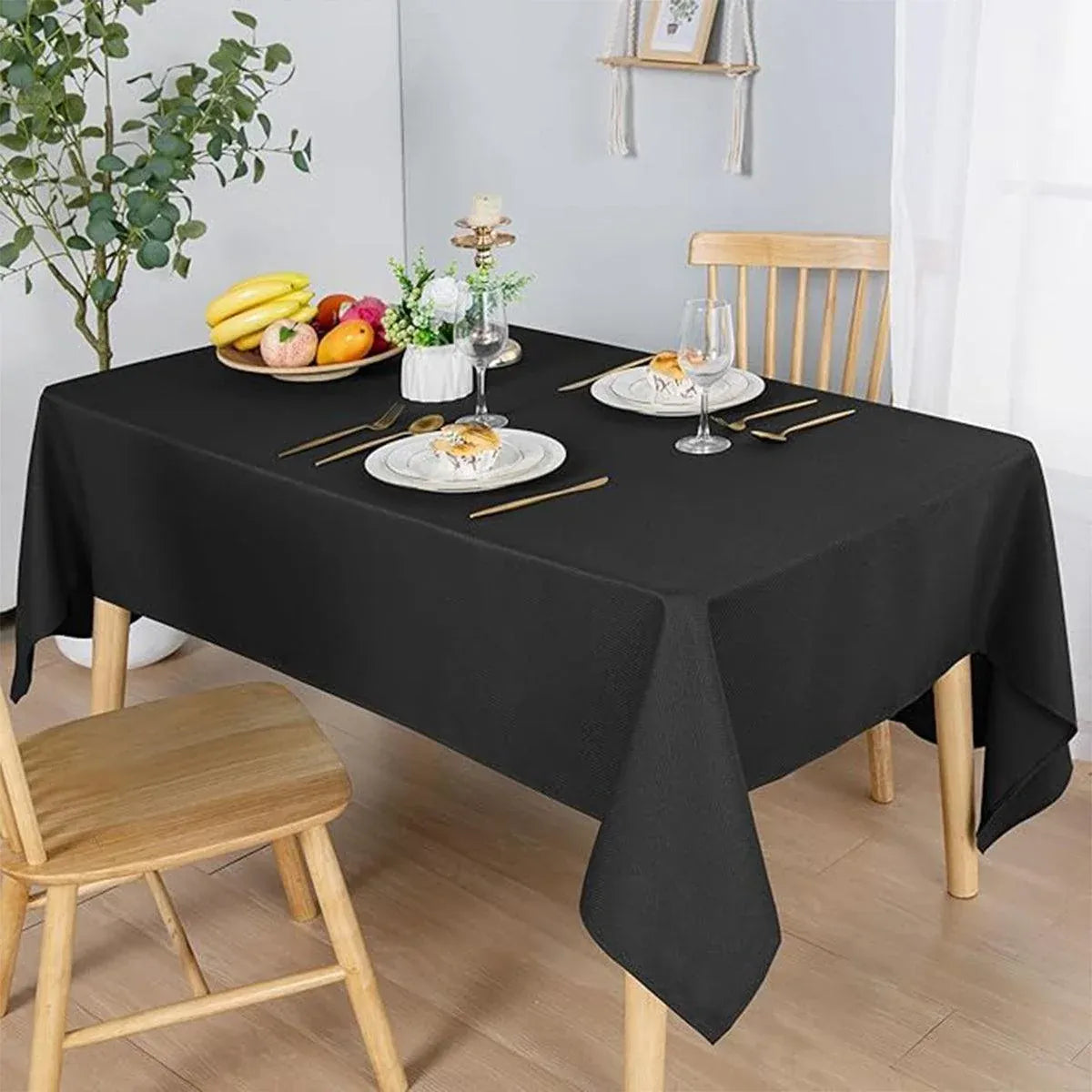 10pcs PEVA Rectangle Tablecloths Solid Colour Waterproof Party Table Covers - White