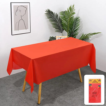 10pcs PEVA Rectangle Tablecloths Solid Colour Waterproof Party Table Covers - White