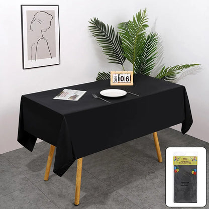10pcs PEVA Rectangle Tablecloths Solid Colour Waterproof Party Table Covers - White