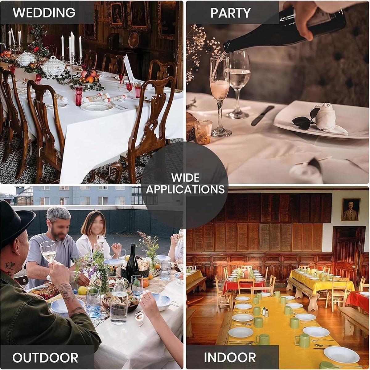10pcs Round Tablecloth Solid Color Waterproof PEVA Table Cover 213cm Diameter - White