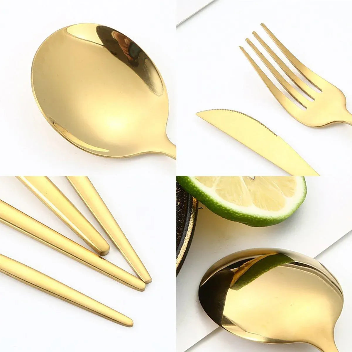 24PCS Stainless Steel Cutlery Set Knife Fork Spoon Set Durable Flatware Dining - Silver gift box set