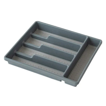 Kitchen Cutlery Large Tray Utensil Organiser Drawer Insert Divider Multi-Purpose - Grey