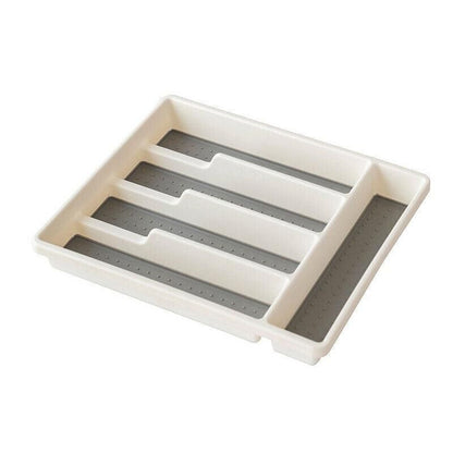 Kitchen Cutlery Large Tray Utensil Organiser Drawer Insert Divider Multi-Purpose - White