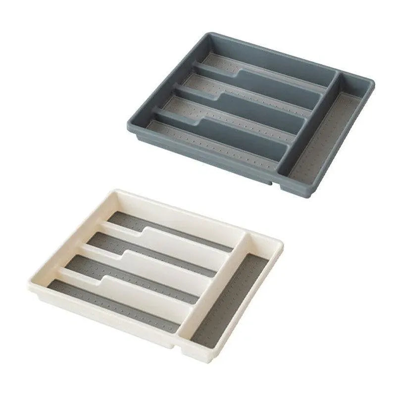 Kitchen Cutlery Large Tray Utensil Organiser Drawer Insert Divider Multi-Purpose - White
