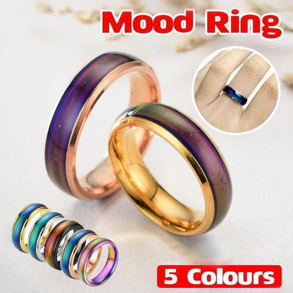 Mood Colour Changing Ring Temperature Sensitive Stainless Steel US Size 10 - Silver