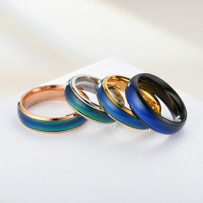 Mood Colour Changing Ring Temperature Sensitive Stainless Steel US Size 10 - Silver