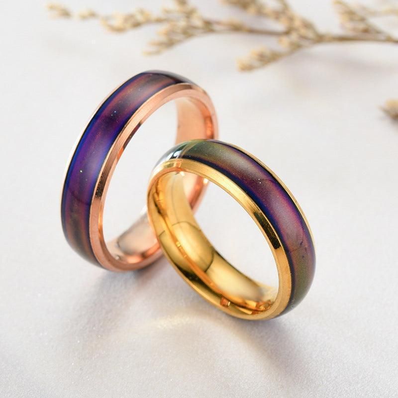 Mood Colour Changing Ring Temperature Sensitive Stainless Steel US Size 6 - Silver