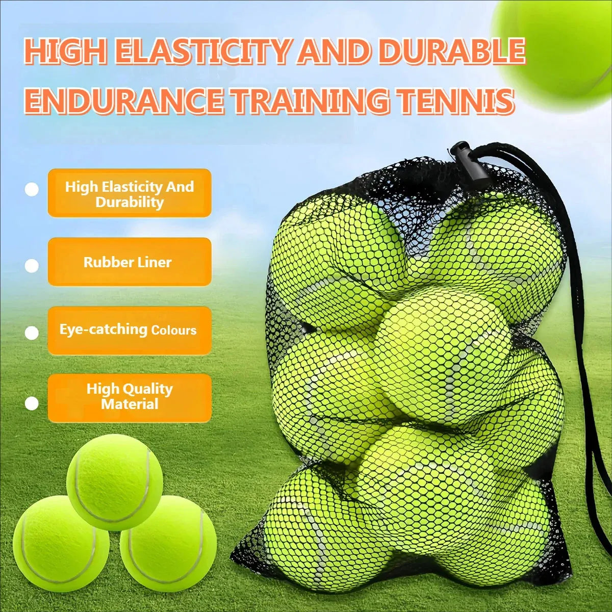 15Pcs High Elasticity Durable Training Tennis Balls Pressureless All Court Balls