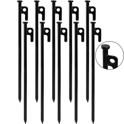 Heavy Duty Camping Tent Pegs 30cm Steel Ground Stakes Set of 10 for Outdoor Use