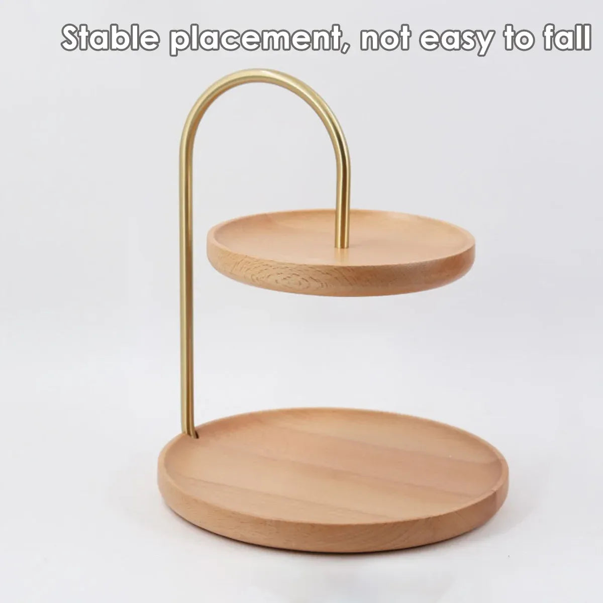 Two Layer Wooden Candy Tray Dessert Display Plate Stand Kitchen Storage Organizer - Light Brown