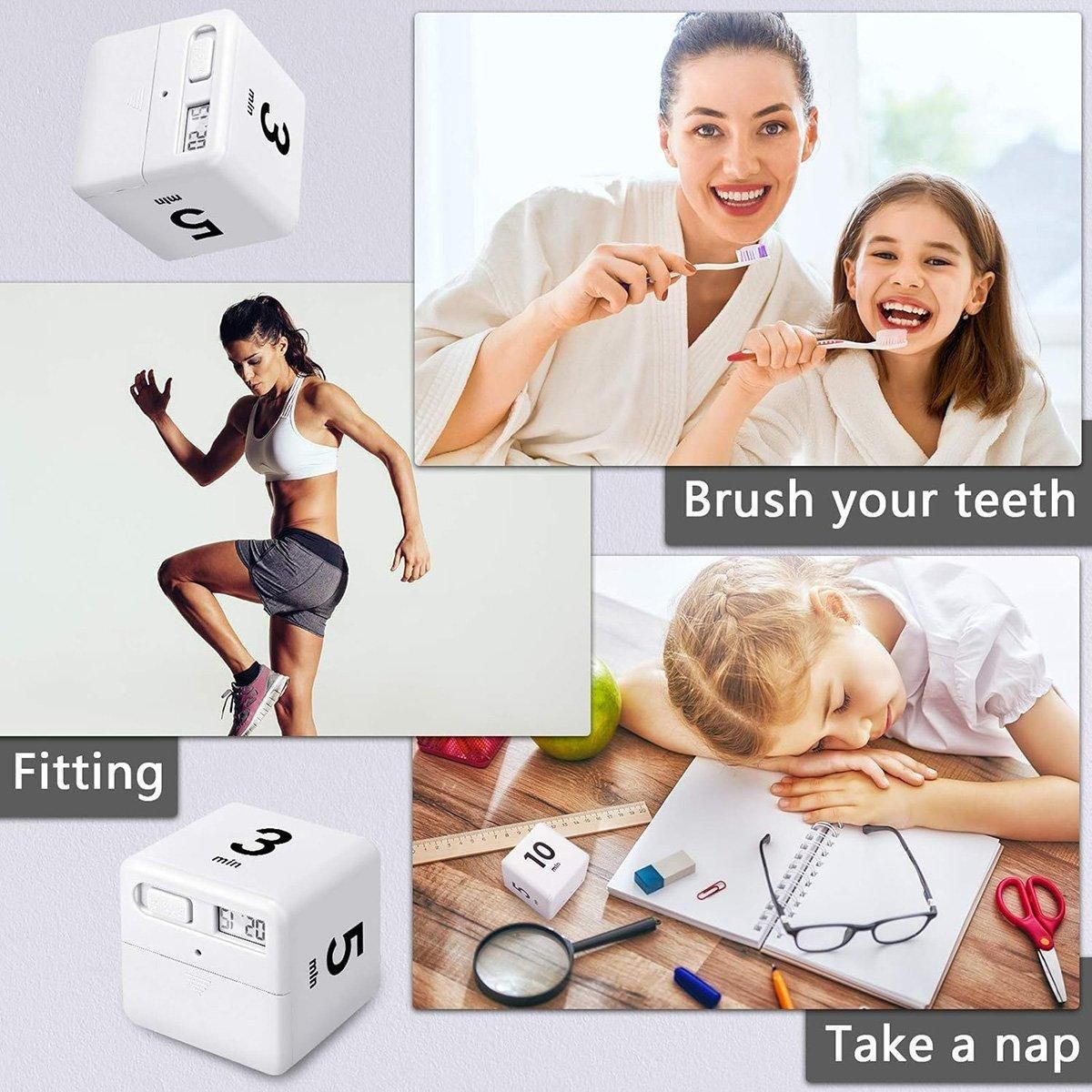 Cubic Timer for Students Time Management Study Exercise Reminder Tool Adjustable - 25-5-45-15