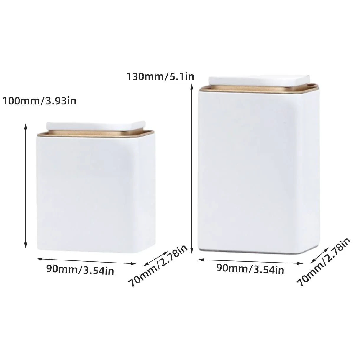 Metal Storage Tin Box Set Square Containers with Lid 5 Pack 2 Sizes - Large