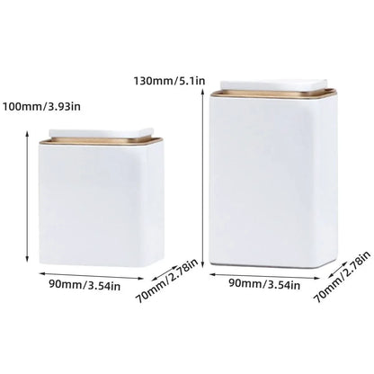 Metal Storage Tin Box Set Square Containers with Lid 5 Pack 2 Sizes - Large