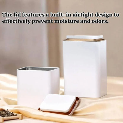 Metal Storage Tin Box Set Square Containers with Lid 5 Pack 2 Sizes - Large