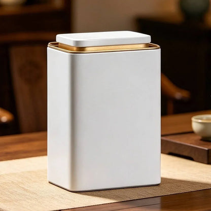 Metal Storage Tin Box Set Square Containers with Lid 5 Pack 2 Sizes - Large