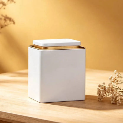 Metal Storage Tin Box Set Square Containers with Lid 5 Pack 2 Sizes - Large