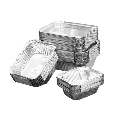 125PCS Disposable Quadrate Tin Foil Pans Oven Grill Safe Non-Stick Baking Trays - 125pcs-410ml