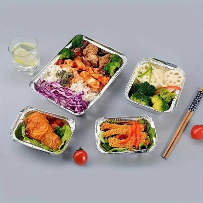 125PCS Disposable Quadrate Tin Foil Pans Oven Grill Safe Non-Stick Baking Trays - 125pcs-410ml