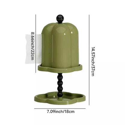 Double Shelf Paper Towel Box Dustproof Lid Vintage Tissue Holder for Kitchen - Green